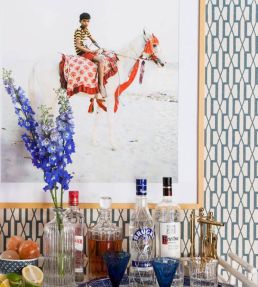 Belvedere Wallpaper by Schumacher Peacock Blue