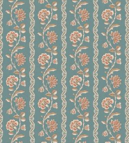 Bertin Fabric by Nina Campbell Teal/Russet