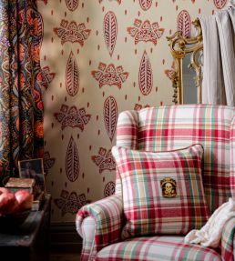 Bethel Batik Wallpaper by MINDTHEGAP Taupe Red