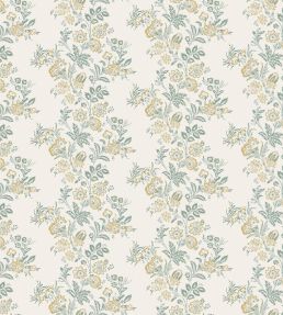 Bibury Fabric by Nina Campbell Teal/Ochre