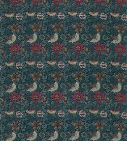 Bird And Anemone Fabric by Morris & Co Forest/Indigo