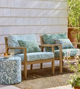 Bird & Anemone Weave Outdoor Fabric by Morris & Co Rose