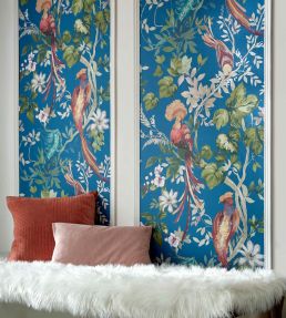 Bird Sonnet Wallpaper by 1838 Wallcoverings Royal Blue