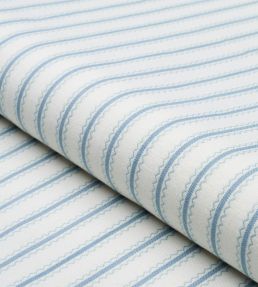 Birdie Ticking Stripe Fabric by Schumacher China Blue