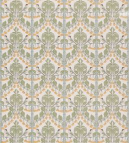 Birds & Cherries Cotton Fabric by GP & J Baker Aqua
