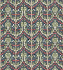 Birds & Cherries Cotton Fabric by GP & J Baker Indigo