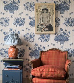 Birds Nest Wallpaper by Langelid Von Bromssen Ink Blue