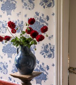 Birds Nest Wallpaper by Langelid Von Bromssen Ink Blue