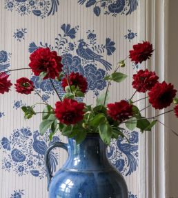 Birds Nest Wallpaper by Langelid Von Bromssen Ink Blue