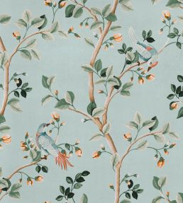 Birds Prosperity Wallpaper by Coordonne Turquoise
