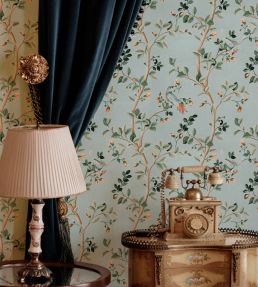 Birds Prosperity Wallpaper by Coordonne Turquoise