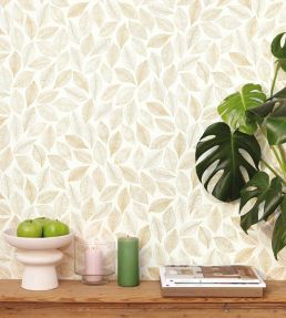 Bliss Wallpaper by Caselio Blanc Or