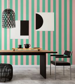 Bloc Stripe Wallpaper by Ohpopsi Rich Teal