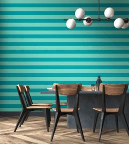 Bloc Stripe Wallpaper by Ohpopsi Rich Teal