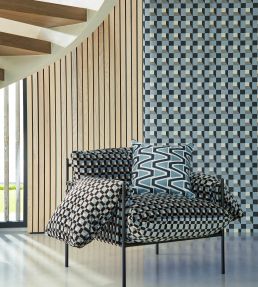 Blocks Fabric by Harlequin Cornflower / Black Earth / Sketched