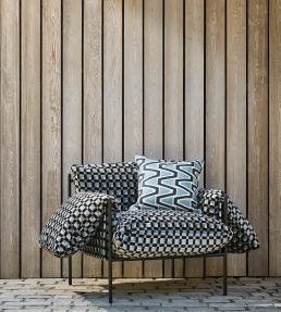Blocks Fabric by Harlequin Cornflower / Black Earth / Sketched