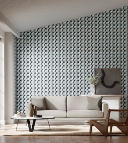 Blocks Wallpaper by Harlequin Cornflower / Black Earth / Sketched
