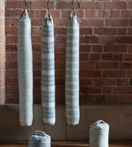 Bloodstone Stripe Fabric by Ian Mankin Moss / Garnet