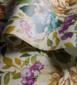 Bloom Wallpaper by Clarke & Clarke Amethyst