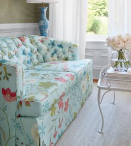 Bloom Fabric by Thibaut Spa Blue