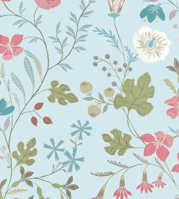 Bloom Wallpaper by Thibaut Spa Blue