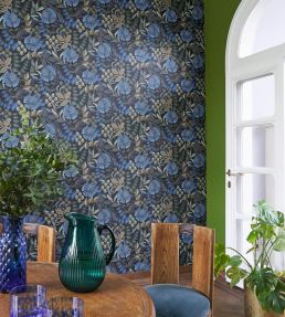 Bloomsbury Wallpaper by Casadeco Bleu Indigo