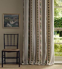 Bloomsbury Stripe Fabric by Morris & Co Forest/Madder