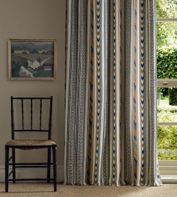 Bloomsbury Stripe Fabric by Morris & Co Russet/Indigo