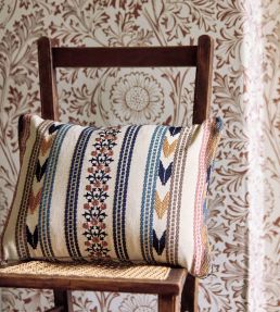 Bloomsbury Stripe Fabric by Morris & Co Russet/Indigo