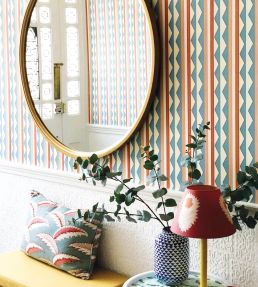 Bloomsbury Stripes Wallpaper by Ottoline Denim Blue