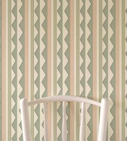 Bloomsbury Stripes Wallpaper by Ottoline Soft Sage Green