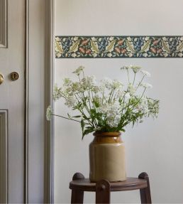 Bluebell & Peony Border Wallpaper by Morris & Co Bayleaf/Manilla