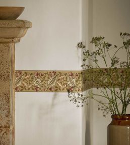 Bluebell & Peony Border Wallpaper by Morris & Co Gold/Madder