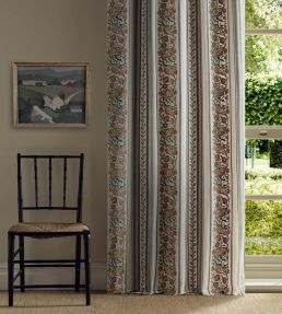 Bluebell & Peony Embroidery Fabric by Morris & Co Russet/Forest