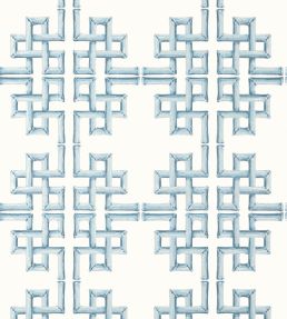 Boca Bamboo Wallpaper by Thibaut Spa Blue