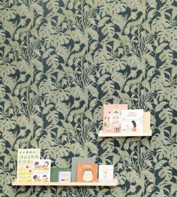 Bogota Wallpaper by Caselio Vert Kaki Bleu