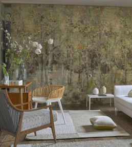 Bois De Bouleau Grasscloth Scene 2 Mural by Designers Guild Sepia