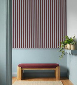 Bold Line Wallpaper by Caselio Bleu bordeaux