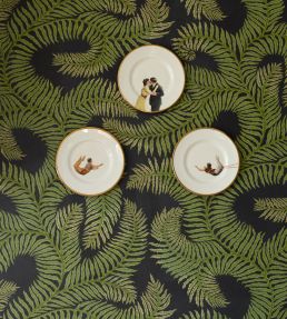 Bombe's Fernery Wallpaper by Josephine Munsey Dark Grey and Green