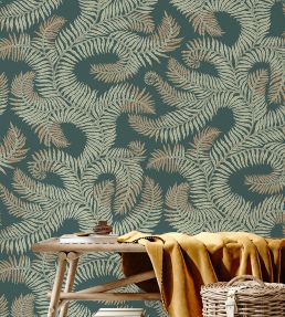 Bombe's Fernery Wallpaper by Josephine Munsey Teal