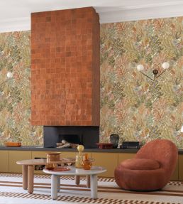 Borromee Wallpaper by Casamance Nude/Lichen