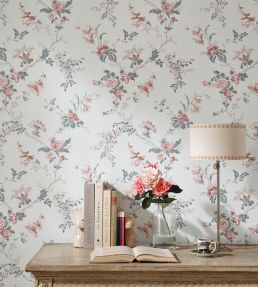 Boscobel Wallpaper by Nina Campbell Chocolate/Rose