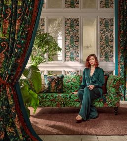 Bosque Dreams Velvet Fabric by Clarke & Clarke Coral
