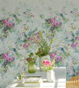 Bouquet de Roses Mural by Designers Guild Celadon