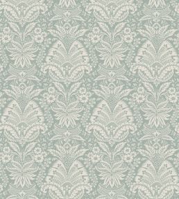 Bourton Damask Fabric by Nina Campbell Aqua