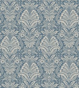 Bourton Damask Fabric by Nina Campbell Blue