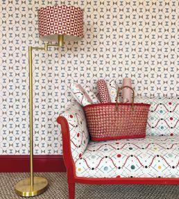 Bow Tie Quilt Wallpaper by Ottoline Blue and Green
