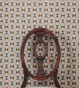 Bow Tie Quilt Wallpaper by Ottoline Blue and Green