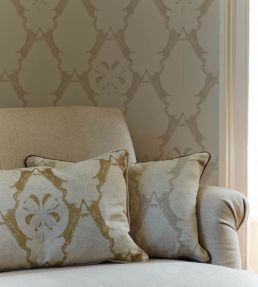 Boxing Hares Cushion 40 x 60cm by Barneby Gates Gold