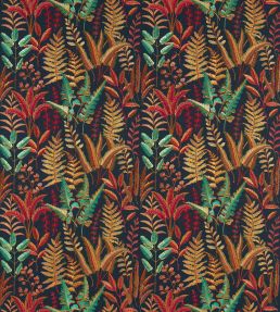 Bracken Embroidered Fabric by Clarke & Clarke Russet/Aqua